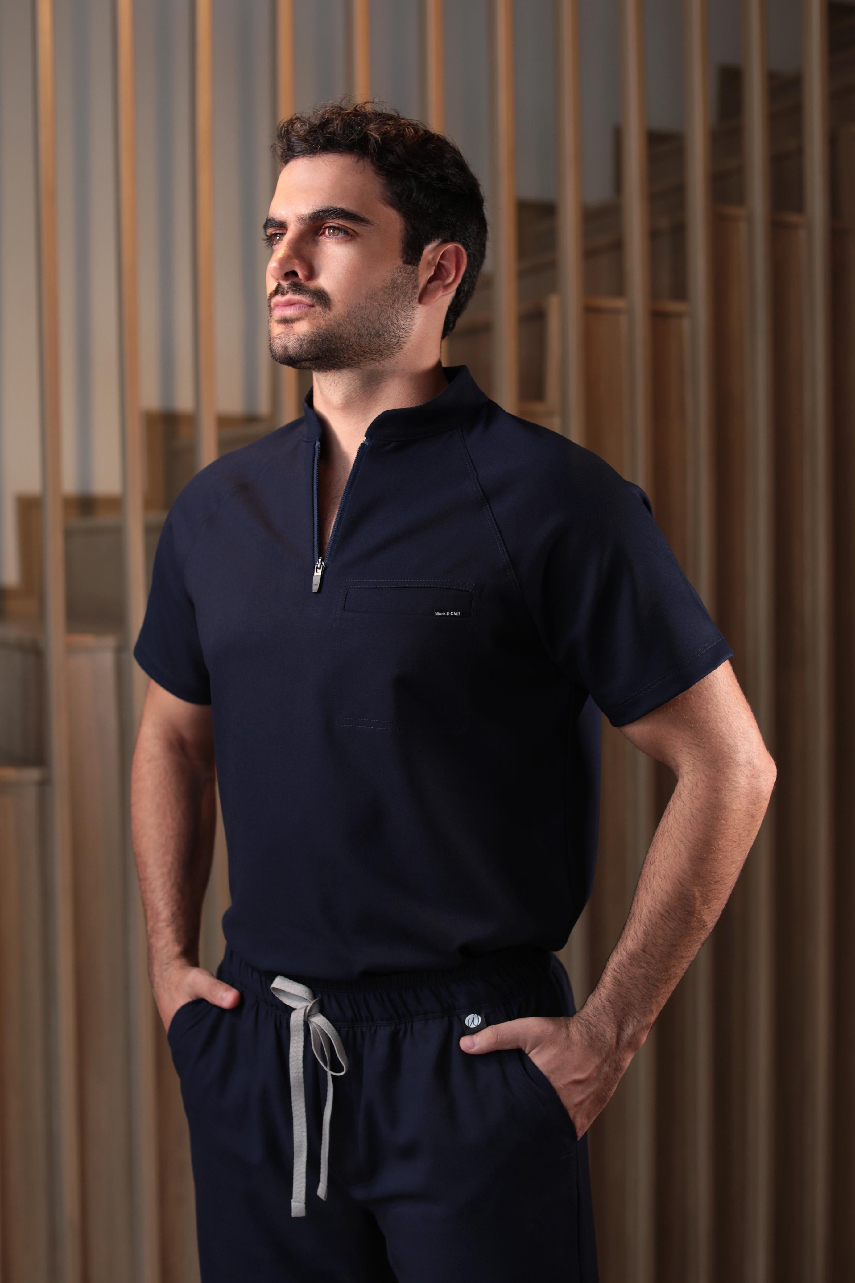 ANATOMICA／BOURGERON CAMBRIC COTTON 21SS Camisa Hombre Scrub Harry - Navy – Work & Chill Panamá